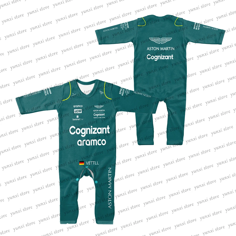 New F1 Racing Car Aston Martin Team Fashion Baby Jumpsuit Newborn (3-24) M Baby Boy Baby Girl Indoor And Outdoor Crawling Clothe