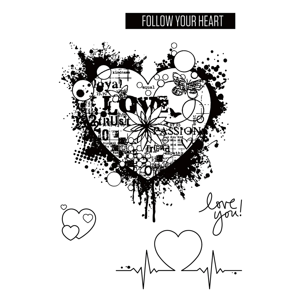 

Love Heart Transparent Clear Silicone Stamps DIY Scrapbooking Embossing Decoration Album Card Rubber Stamp