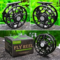 wh fly fishing 31 bb wheel black color fly fishing reel cnc machine cut large arbor die casting aluminum fly reel
