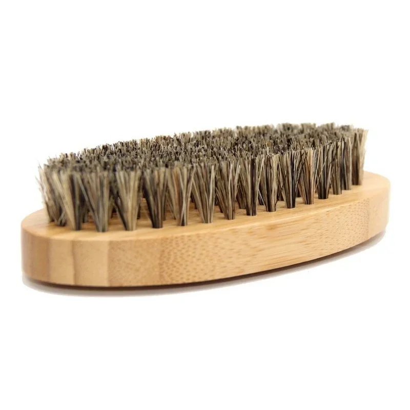 

Men's Hair Beard Brush Natural Wood Comb Boar Bristle Brush For Beard & Moustache Facial Hair Grooming Brush Gift Male Kit Barba