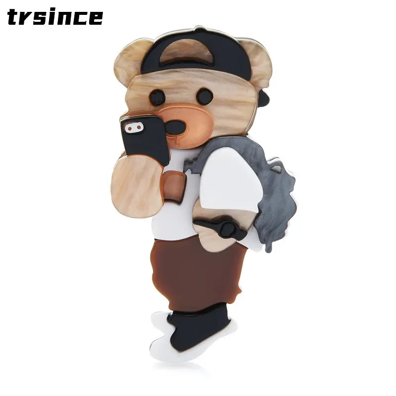 

Women Brooch Doll Cartoon Cute Bear Brooch 3D Fashion Acrylic Animal Pins Accessories Design Sense Jewelry Retro Badges for Kids