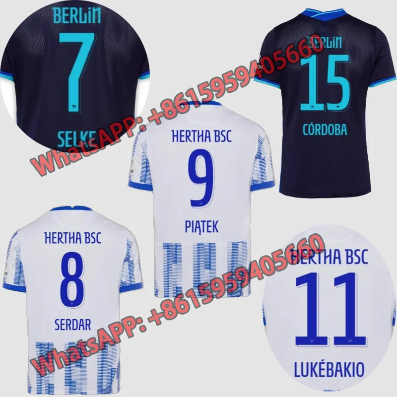 

21 22 Hertha Берлинские футбольные майки home PIATEK away черные 2021 2022 TOUSART BOYATA Кордова CUNHA SERDAR футбольные майки