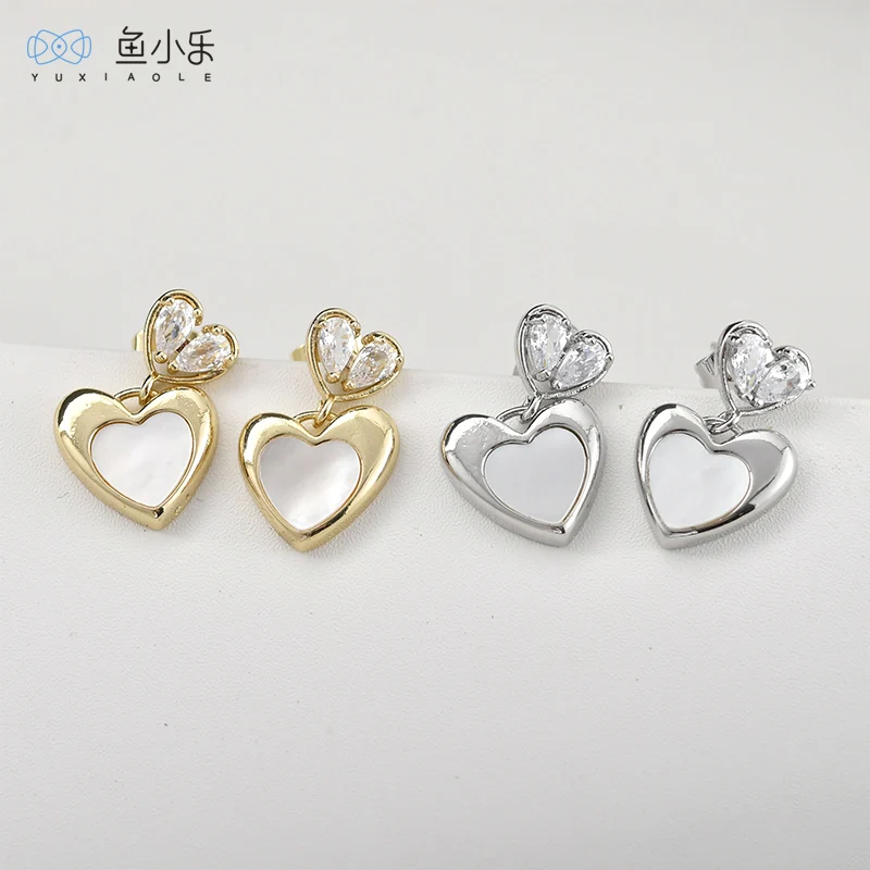 4K Electroplated Real Gold Color Retaining Height Texture Sticking Love Earrings Ear Studs DIY Rings Handmade Acce...