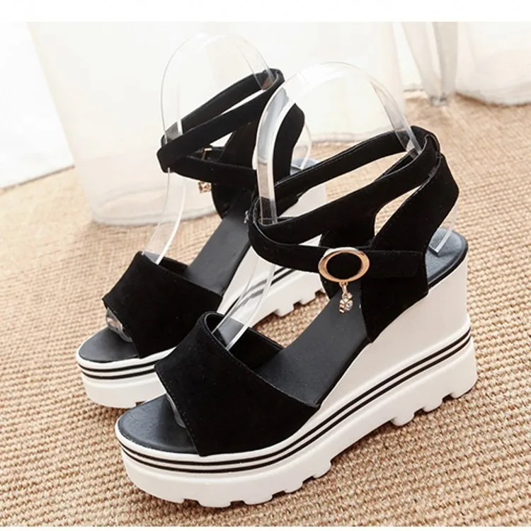 Women Summer Wedge Sandals Female Buckle fish mouth Platform Bohemia High Heel Sandals Fashion Ankle Strap Open Toe Ladies Shoes