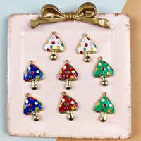 10pcslot cute mushroom enamel charms for jewelry making gold tone metal earring diy pendant wholesale 2316mm