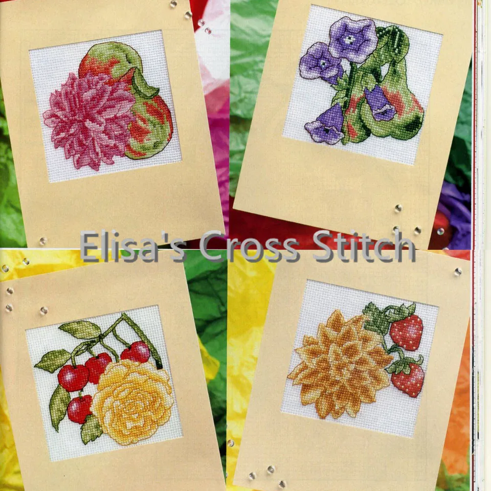 

CD117 14ct DIY Invitation Greeting Card Popular Full Set CrossStitch Greeting Card Cake Birthday ChristmasGift FRUIT AND FLOWERS