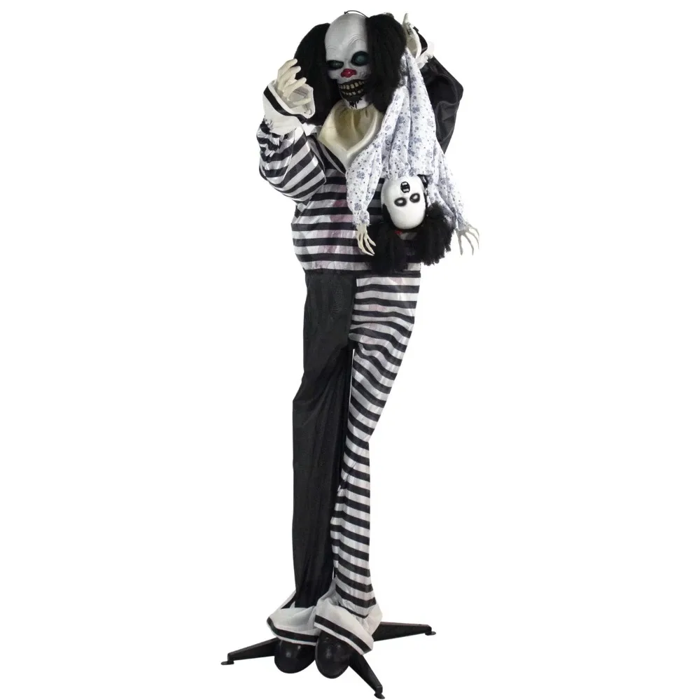 

6-Ft. Animatronic Clown, Indoor/Outdoor, Multi Color Halloween Decoration