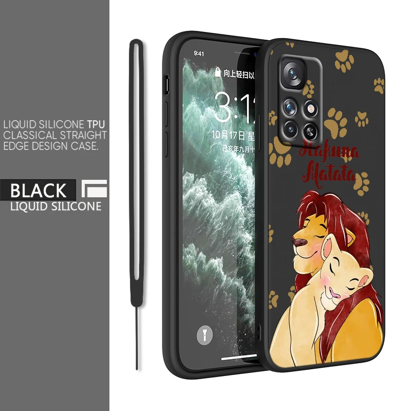 

Cute Disney Lion King For Redmi K60 K50 K40 K30 K20 10C X 9C T AT A 8A 7A Gaming Pro Plus Liquid Rope Silicone Phone Case