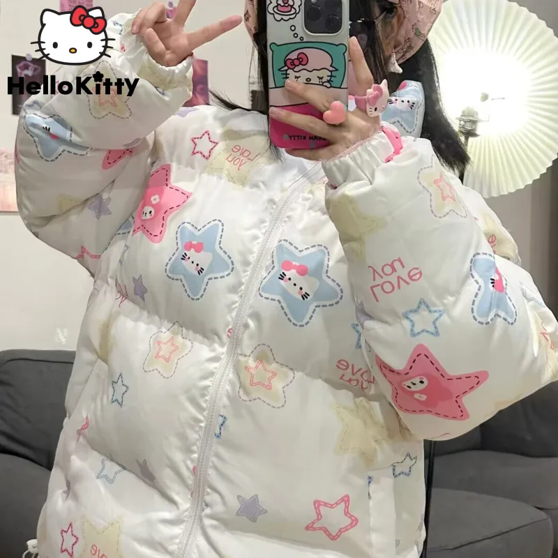 

Женская хлопковая стеганая куртка со звездами и мультяшным принтом