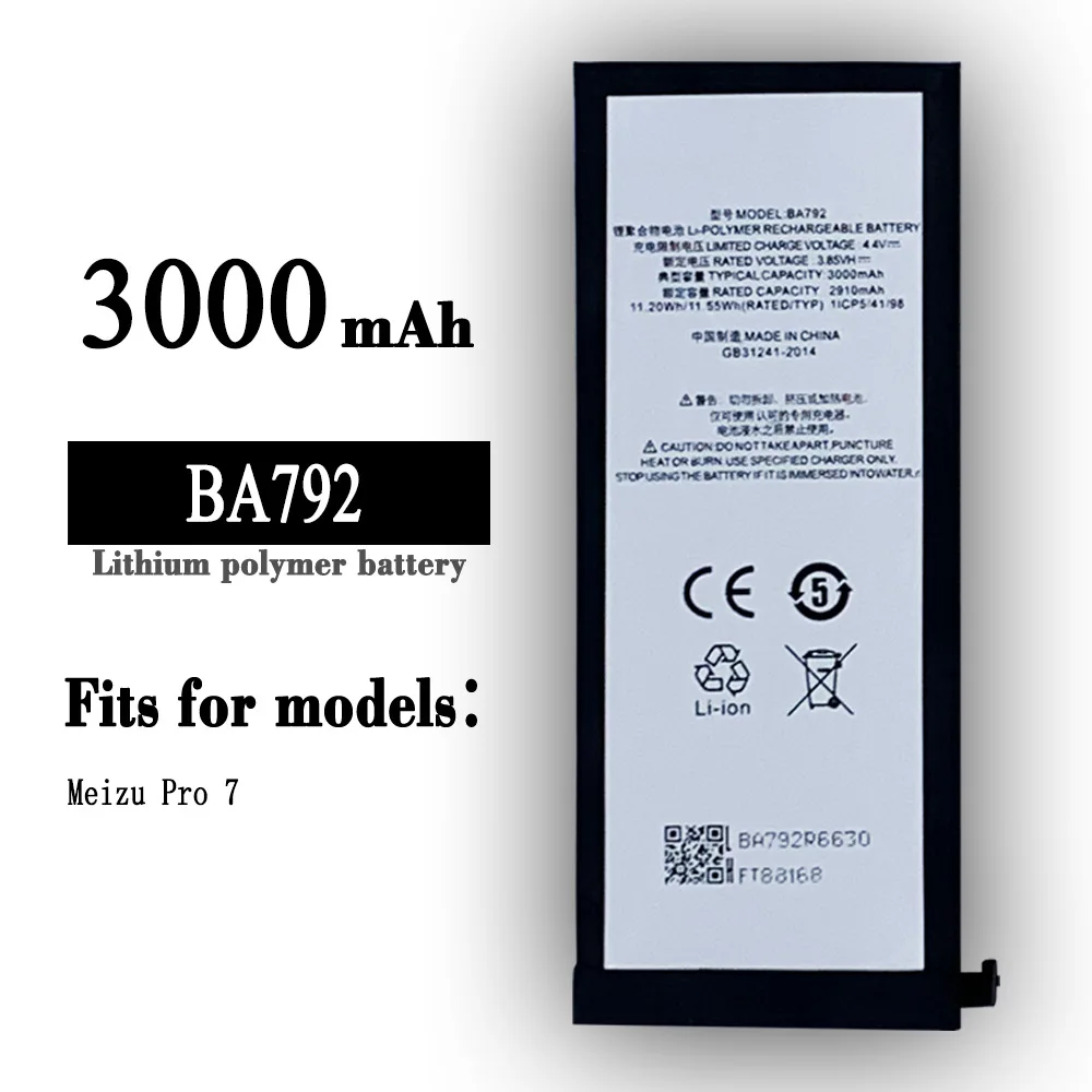 

BA792 Orginal Replacement Battery For Meizu Pro 7 BA-792 High Quality Mobile Phone Built-in Lithium 3000mAh Latest Batteries