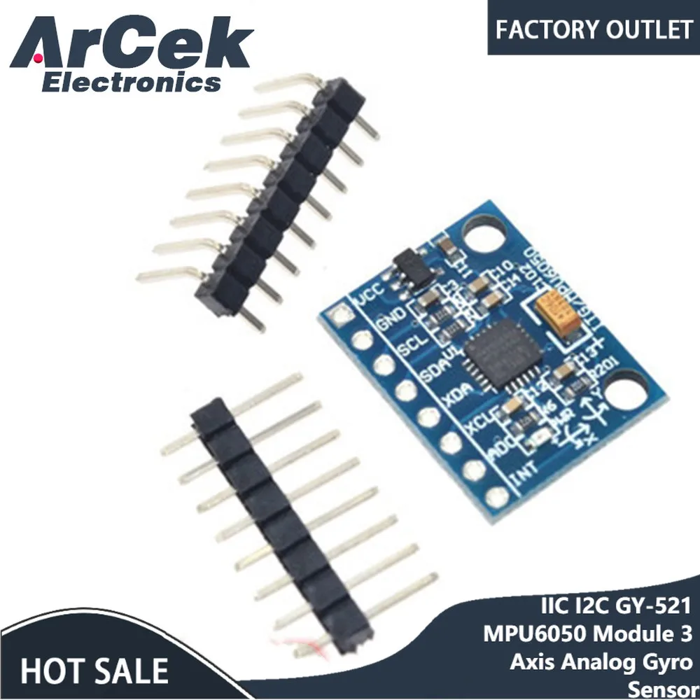 

IIC I2C GY-521 MPU-6050 MPU6050 Module 3 Axis Analog Gyro Sensors Accelerometer For Arduino DC 3V-5V