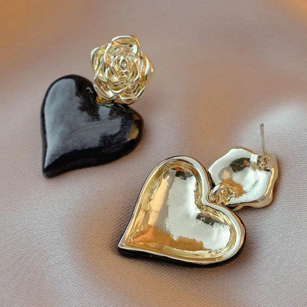

Exquisite Gift Ear Accessories Temperament Women Stud Earrings Rose Ear Studs Heart Ear Studs Korea Style Earrings