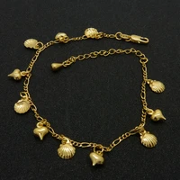 summer beach foot chain women anklet with heart shell design 9k yellow gold filled charm lady girls jewelry gift