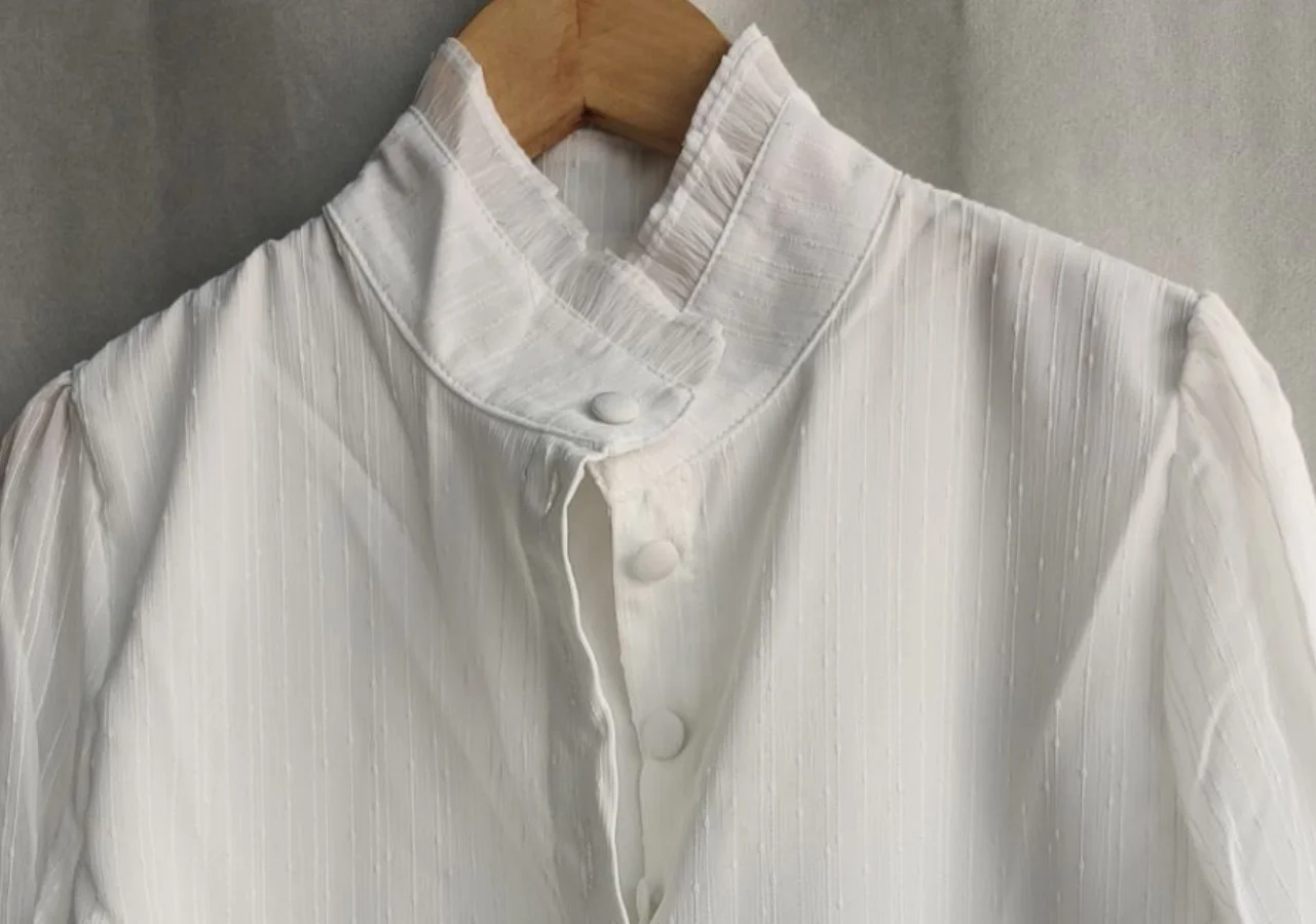 Летняя универсальная блузка женские рубашки с рюшами и пышными рукавами 2024 Blusas