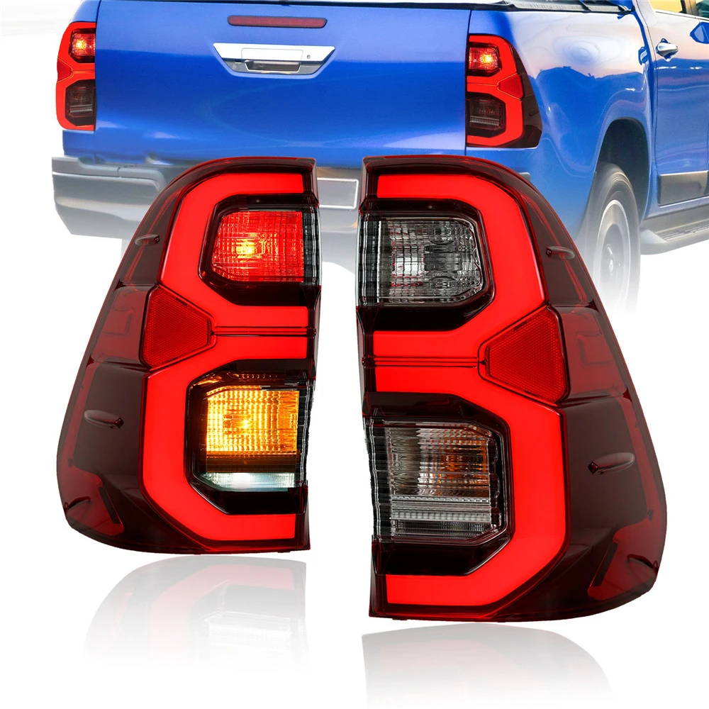 

For Toyota Hilux Revo Rocco 2020 2021 Car Rear Left Right Tail Brake Light Assembly With Wiring Smoke Black Red Lights Exterior