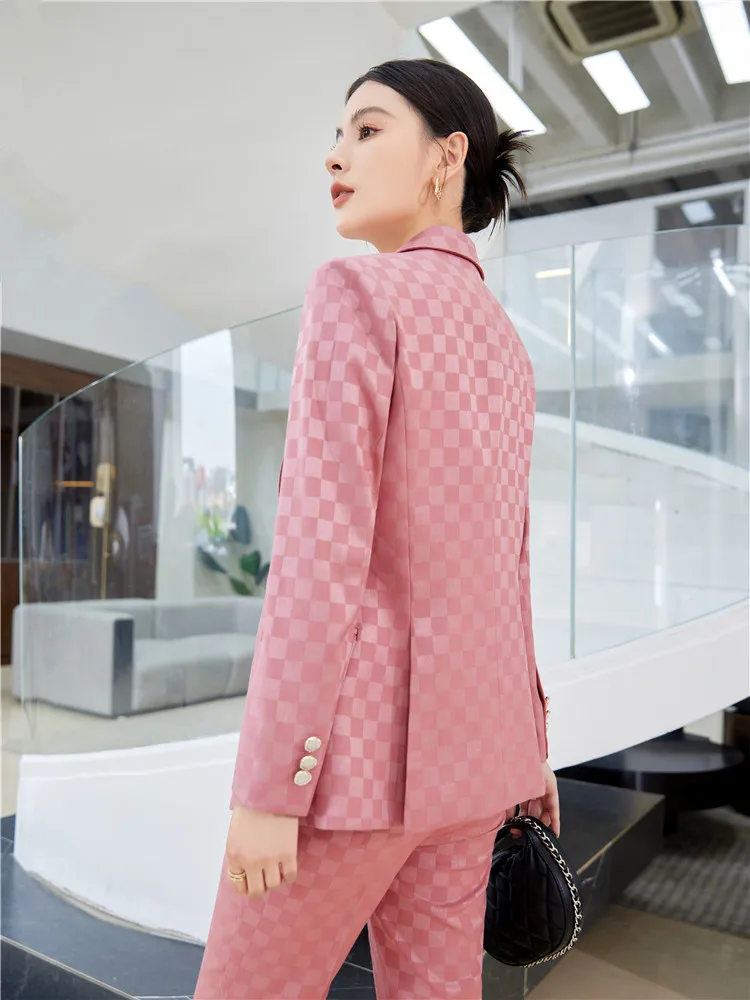 2 шт. Женский офисный костюм из блейзера и брюк с длинным рукавом