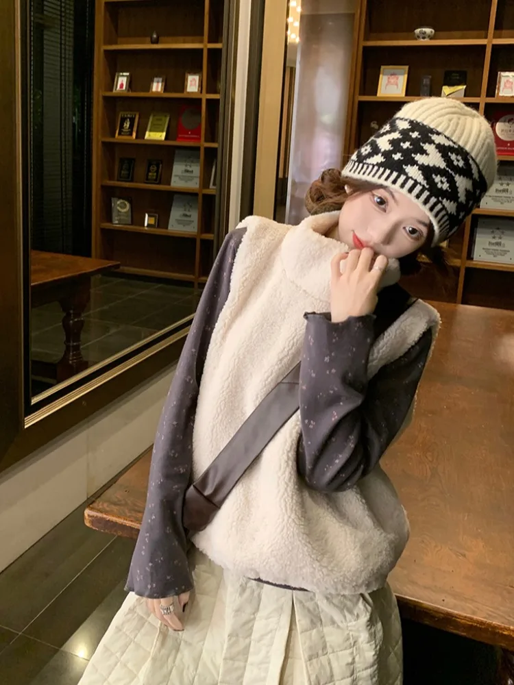 Абрикосовая водолазка из овечьей шерсти женский жилет 2024 новый зимний уличный