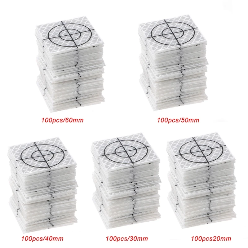 

100 Pcs Reflector Sheet Reflective Tape Target Total Station 20/30/40/50/60mm