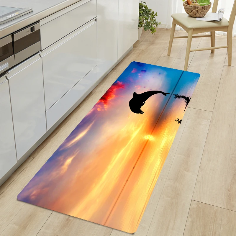 

3D Dolphin Printed Area Rug,Door Mat,Non-slip Mat & Bedside Rug,Perfect for Entry Way Kitchen Bedroom and Bathroom
