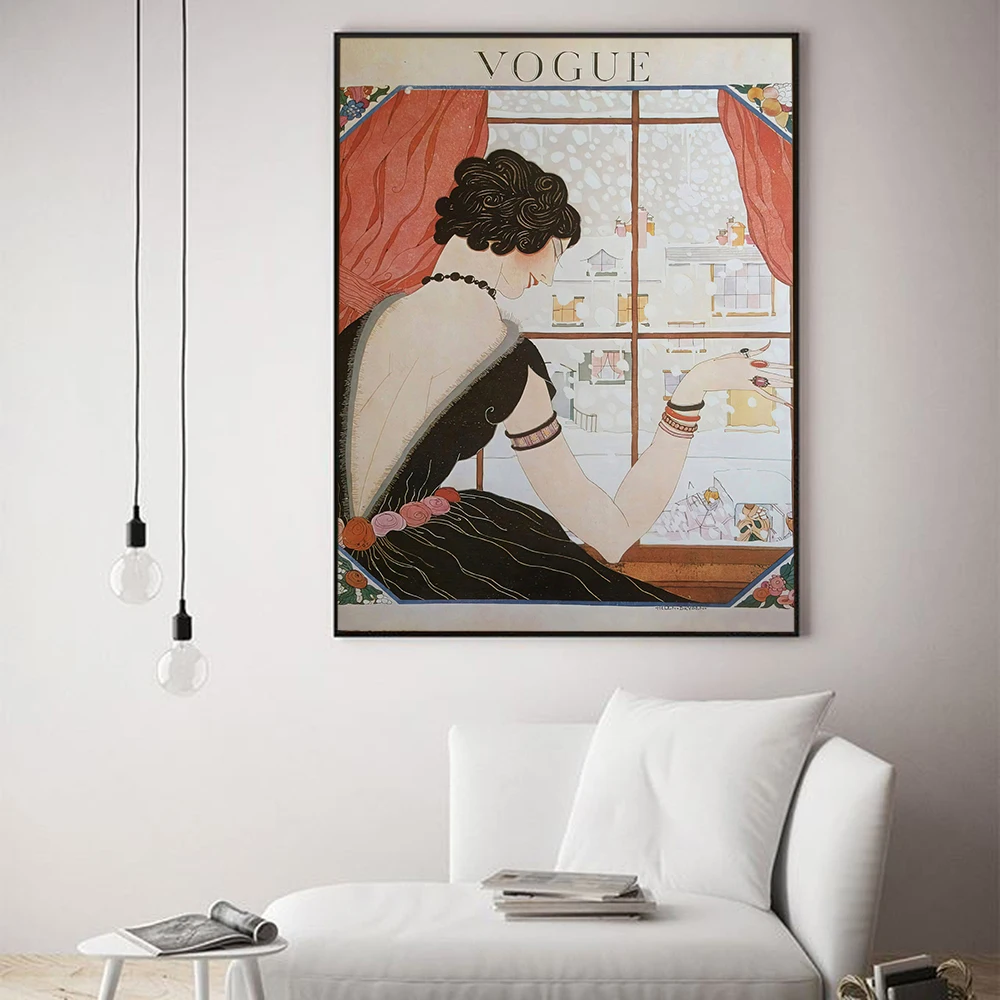 

Girls Gift Poster Magazine Cover Canvas Painting Illustration Art Print Vintage Fashion Wall Picture For Living Room Home Decor