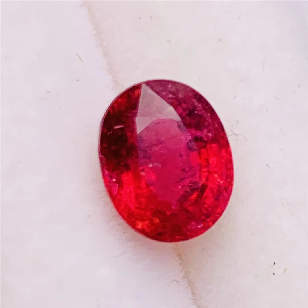 1Pcs/Lot Natural Tourmaline Bare Stone Oval Faceted Red DIY Material Necklace Ring Bracelet Man Woman Jewelry Valet Inlay