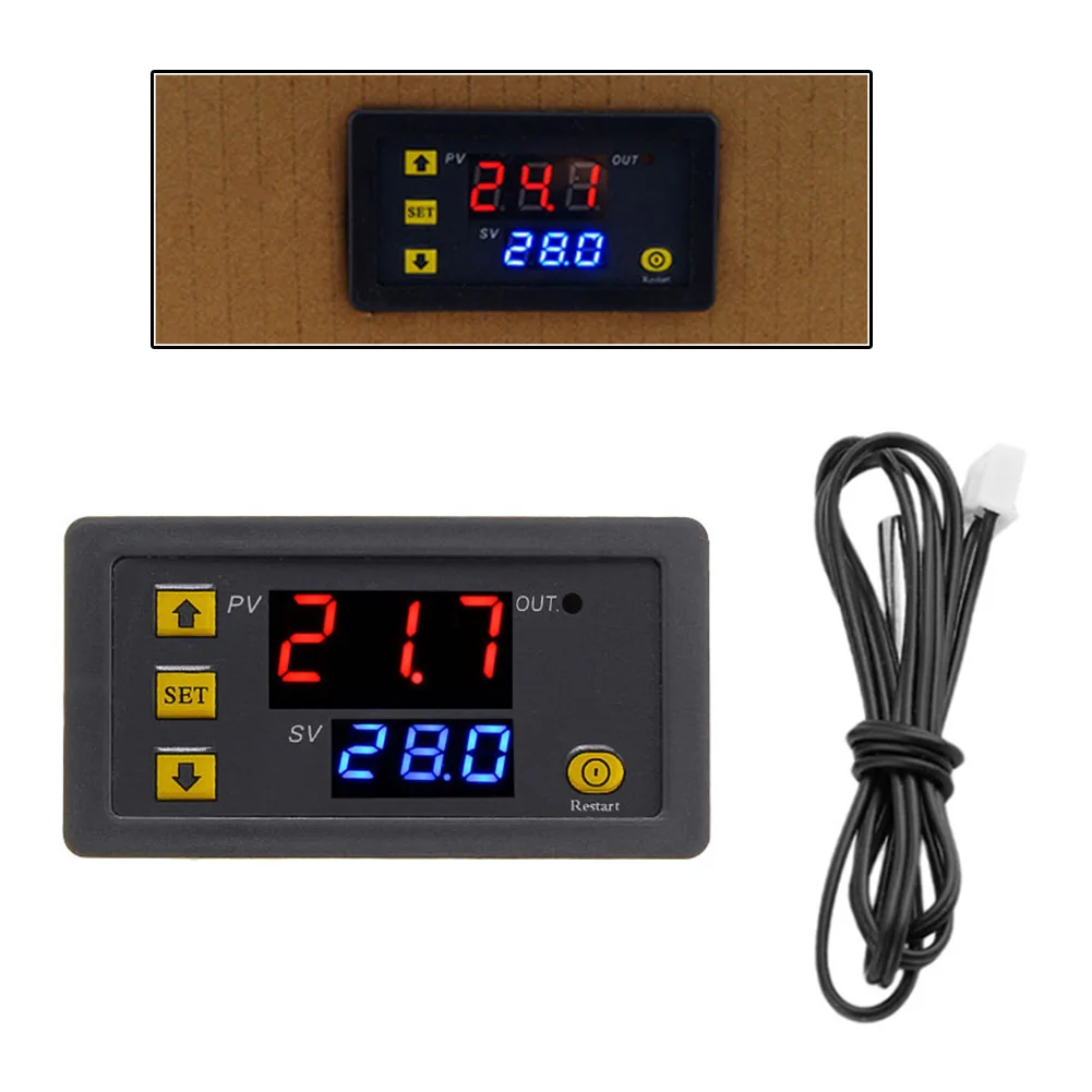 

W3230 12V 24V AC110-220V Probe line 20A Digital Temperature Control LED Display Thermostat With Heat/Cooling Control Instrument