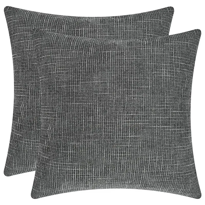 

2 Pack Throw Pillow Covers 18 X 18, Boho Square Chenille Pillowcase Dark Grey Cushion Covers