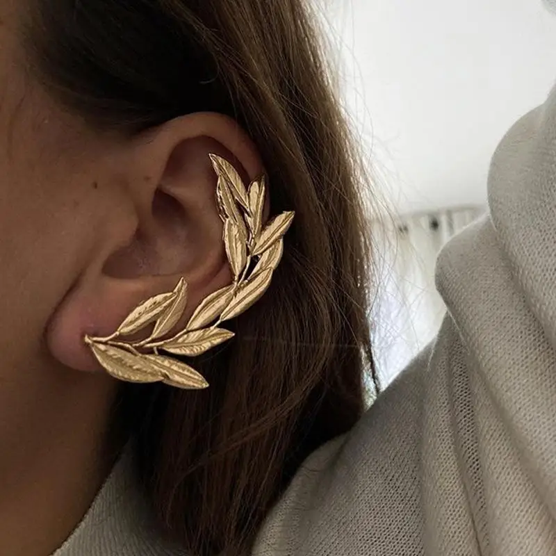 

Elegant Delicate Gold Color Leaf Ear Clip for Women Fashion Fine Jewelry Free Shipping