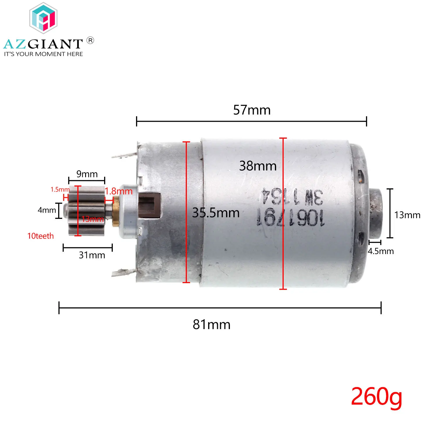 

1062791 3W1164 10T car brake motor
