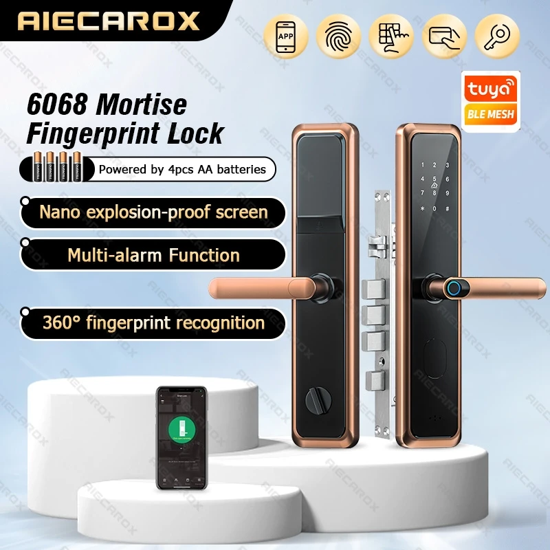 

Tuya Bluetooth keyless 6068 mortise RFID Card safe home waterproof electronic Smart Door Lock