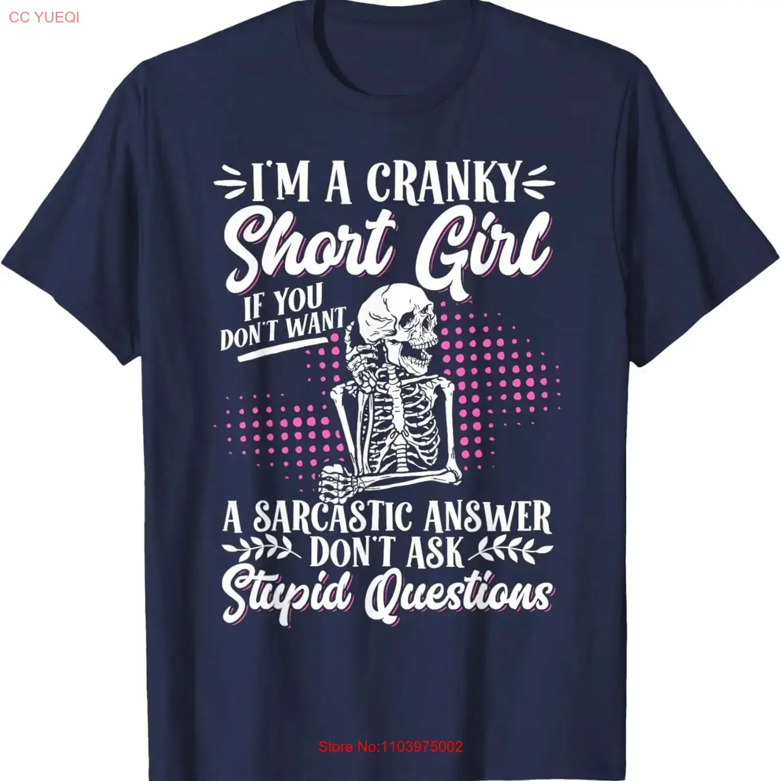 Фото Футболка I'm A Cranky Short Girl в винтажном стиле, дизайнерская одежда с эффектом потертости, дышащая, мягкая, универсальная, удобная, уличная одежда, стильная. №1