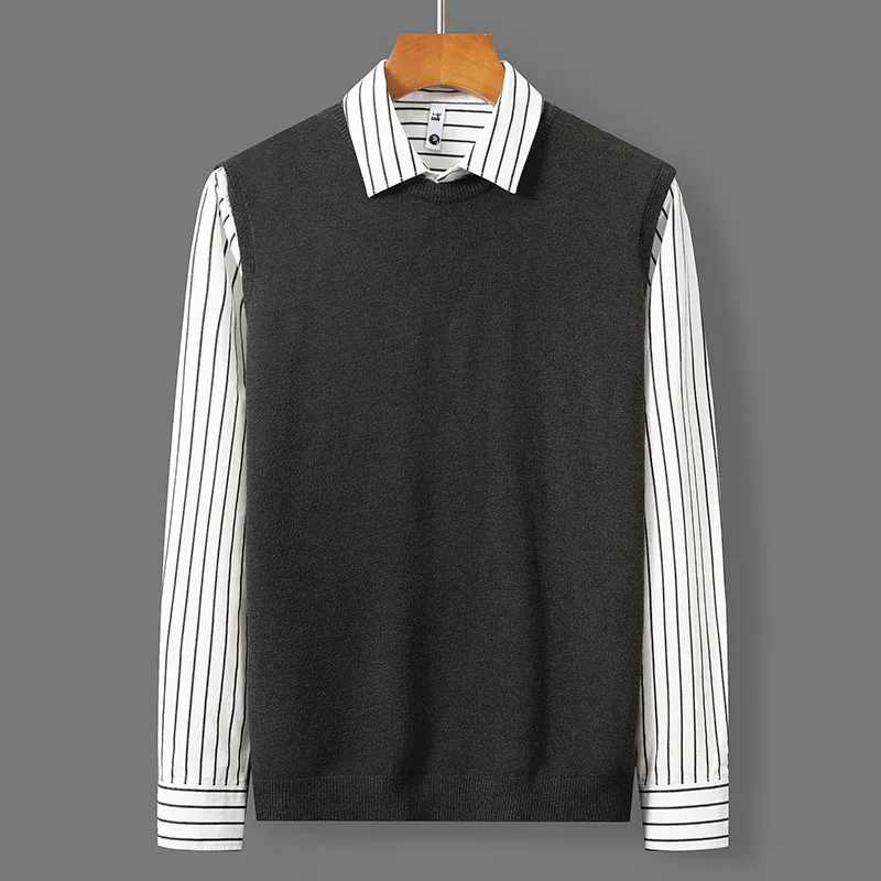 BROWON New Sweater Vest Casual Sleeveless Autumn Winter Clothes Fashion Short Slim Fit Sweater Men Clothes