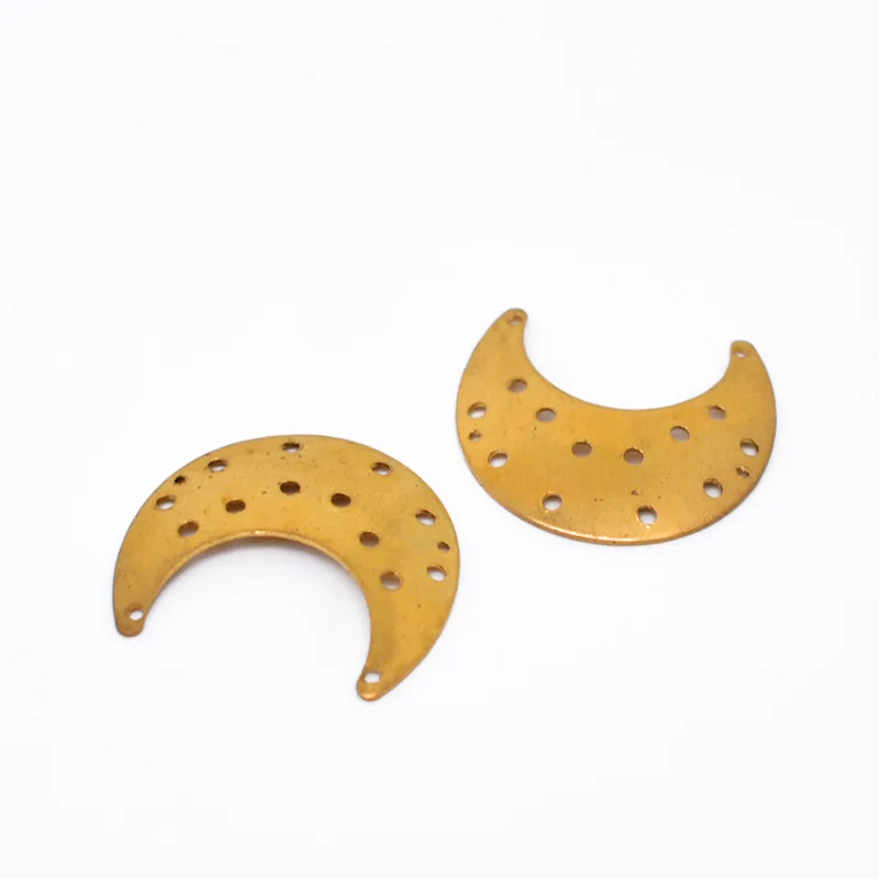 

WZNB 10Pcs Brass Crescent Moon Charms Porous Connector For Earrings Necklace Jewelry Findings Making DIY Accessories 25mmx23mm