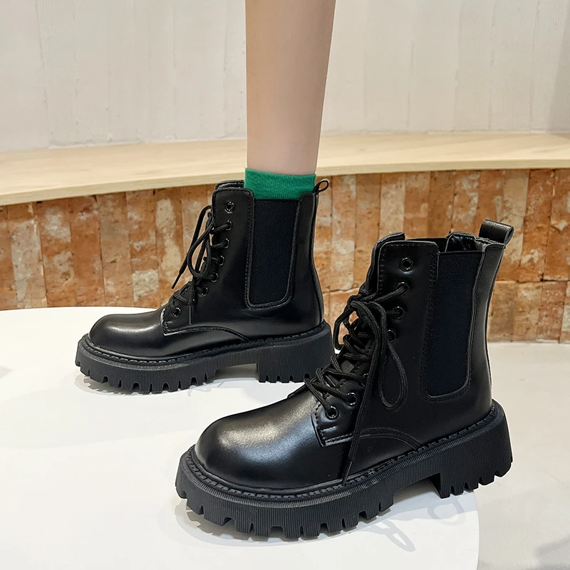 

Women's Fashion Ankle Boots 2022 New Autumn Warm Motorycle Boots Thck Heel Flat Ankle Women's Round Head Fashion All-match Boots