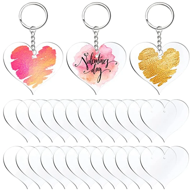

Valentine's Day Love Acrylic Keychain Blank Heart-Shaped Ornaments Creative Small Gift Cute Peach Heart Keychain Blank
