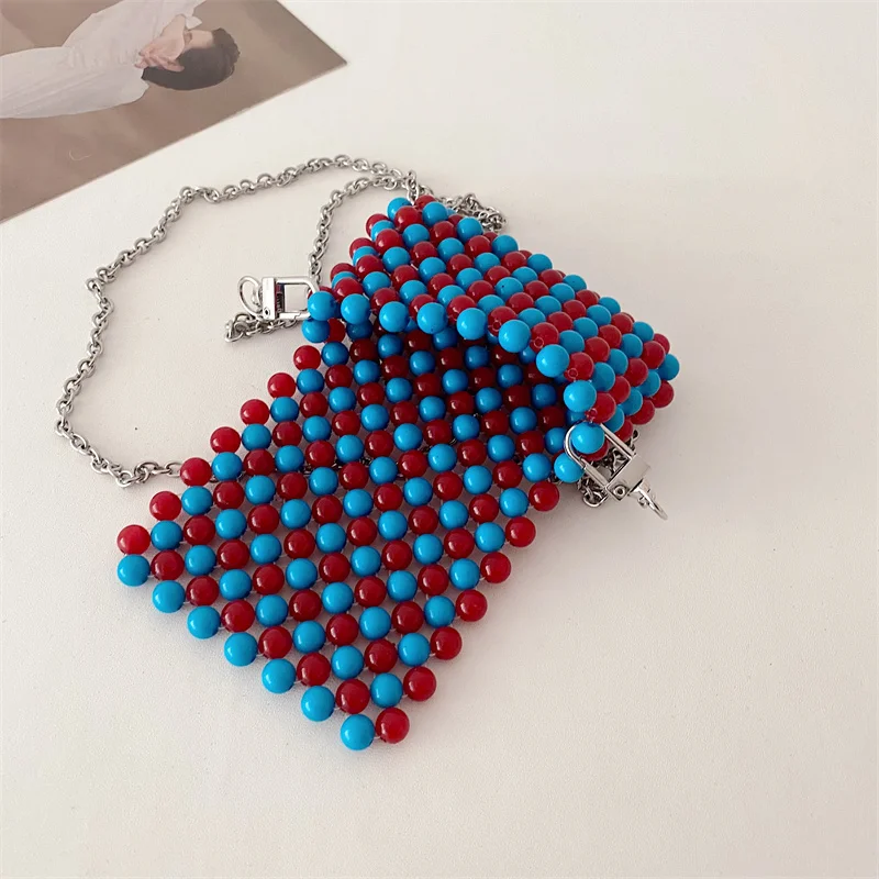 New Mini Pearl Bag Handmade Vintage EVA Beaded Fashion Banquet Party Shoulder Bag Female Wedding Bags Luxury Women's Coin Purse