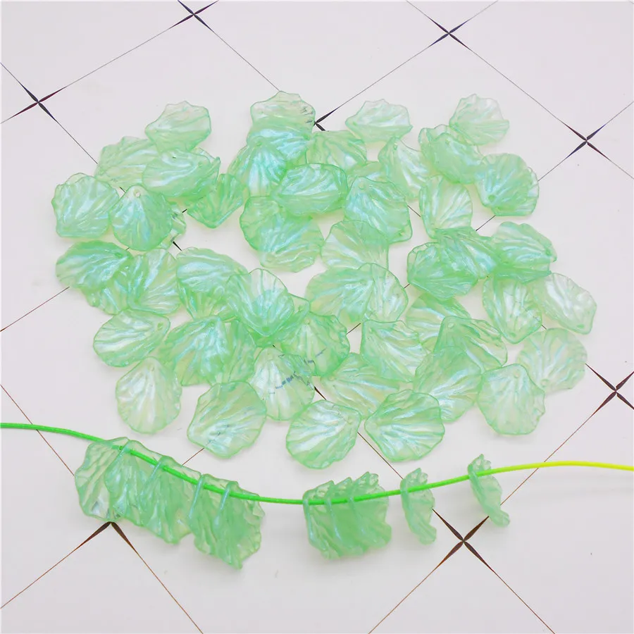 

100PCS Acrylic Translucent Green Leaf Charms Leaves Pendant For Earrings Necklace Bracelet Handmade Jewelry Diy Accessory