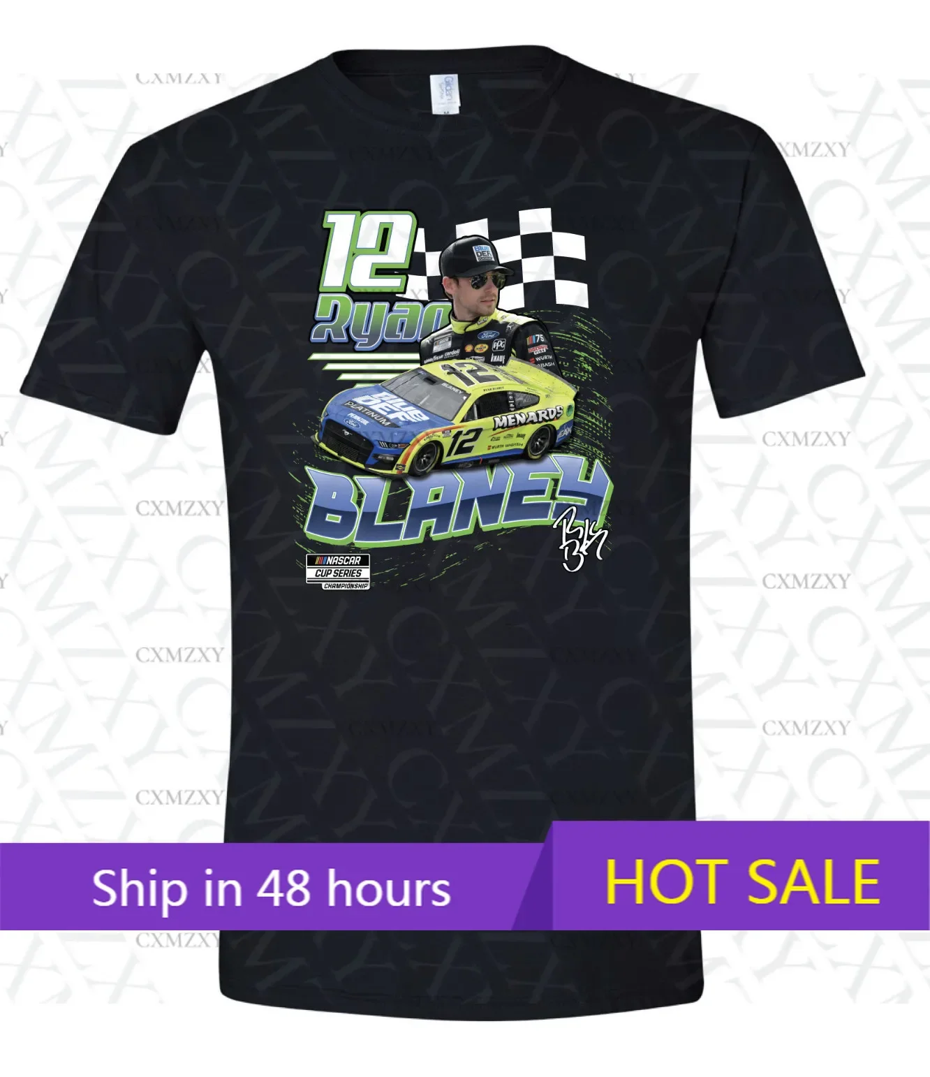 Фото Винтажная футболка премиум-класса Ryan Blaney Nas.car, черная №1