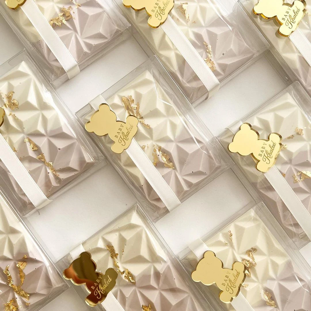 24 шт. деревянный медведь детский душ шоколадный баннер персонализированное имя