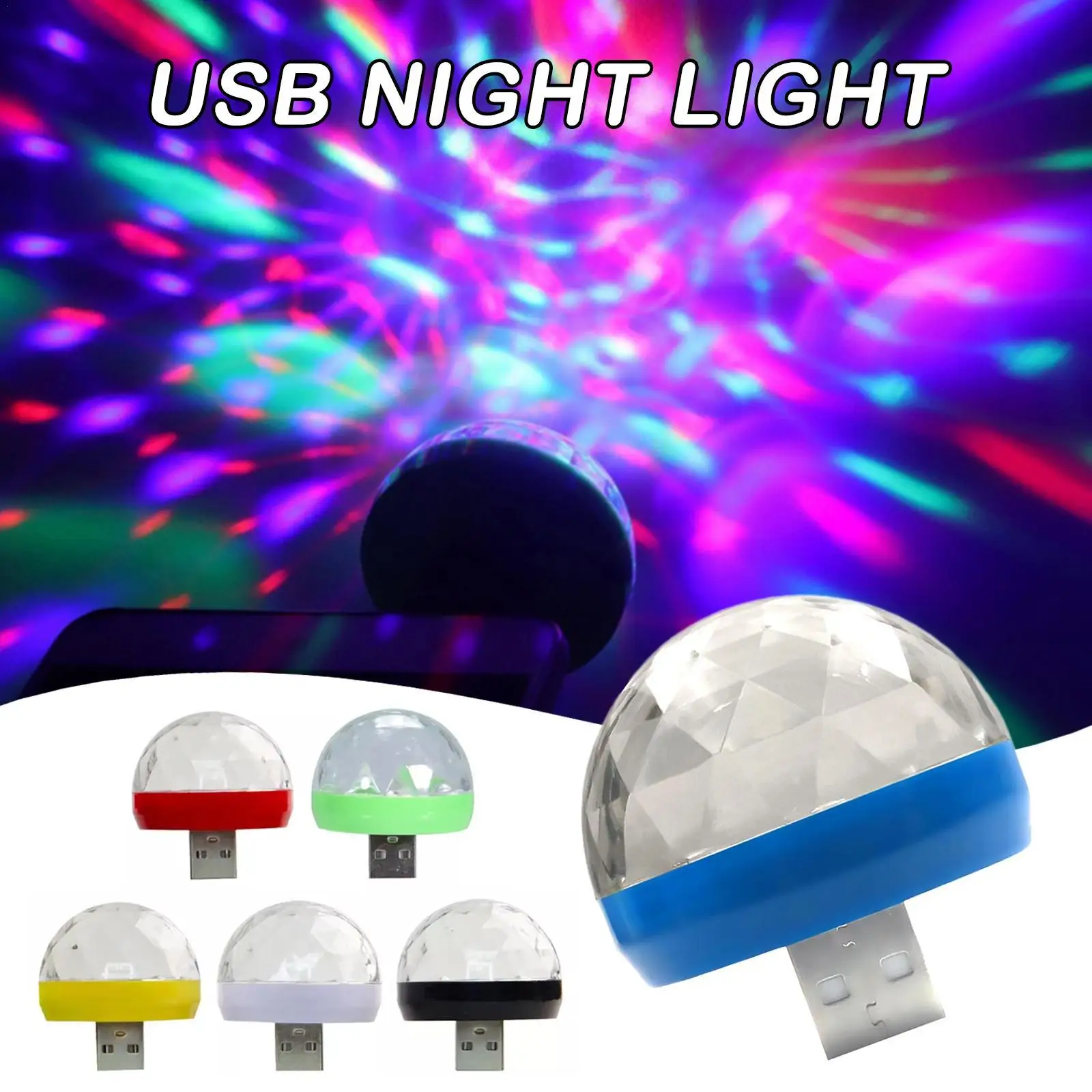 

USB Atmosphere Light Portable Car Mini Colorful Music Sound Light RGB Lamp Party Disco DJ Magic Stage Lighting Effect