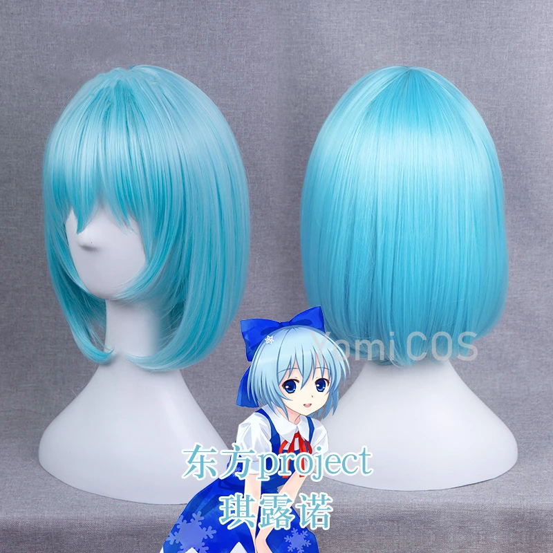 TouHou Project Cirno косплей синий парик короткие кудрявые термостойкие синтетические