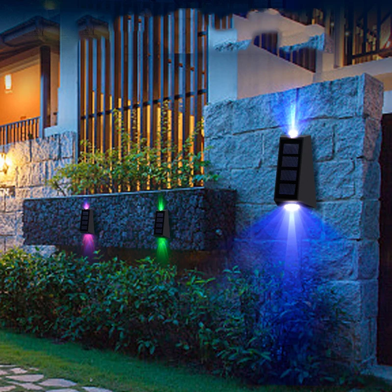 

Solar Led Light Outdoor Fence Waterproof Solar Stair Lamp Up and Down Patio Lights 7 Color Garden Decoration Outdoor Lighting
