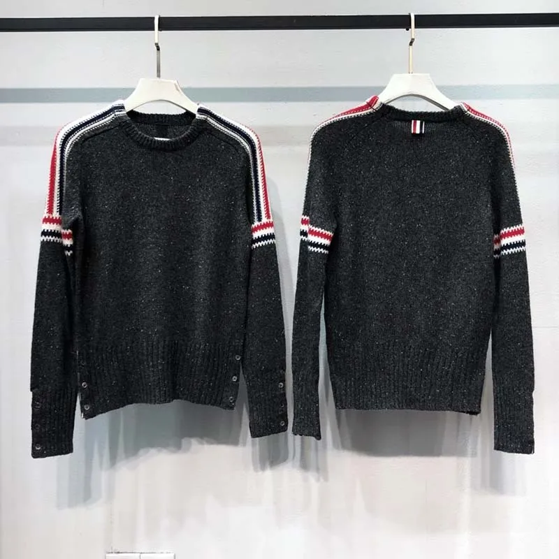 Winter TB Men's Pullover Stweaers Fashion Korean Striped Design Women Knitted Sweater Top Quality Streetwear Female Pullover