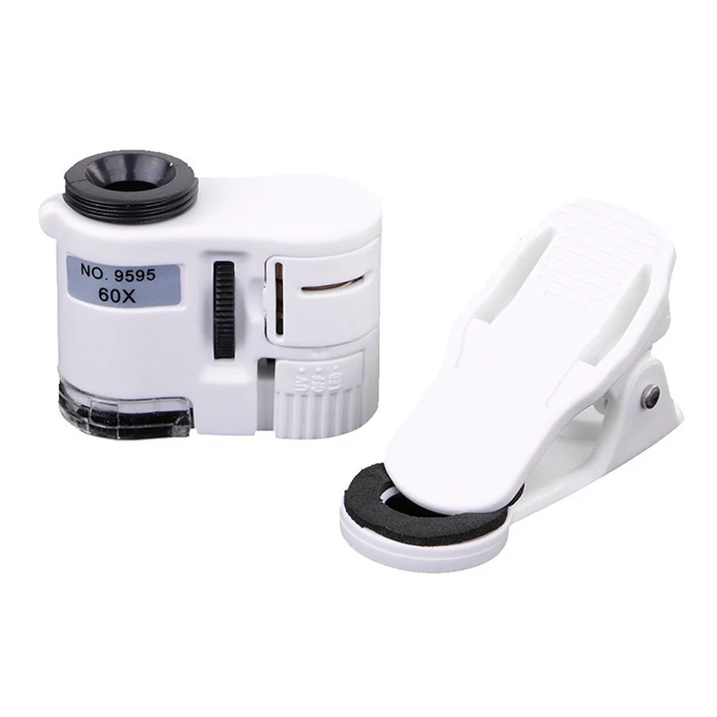 

60X Phone Microscope Magnifier Microscope Camera with LED Light Phone Universal Mobile Magnifying Lens Macro Zoom Camera Clip