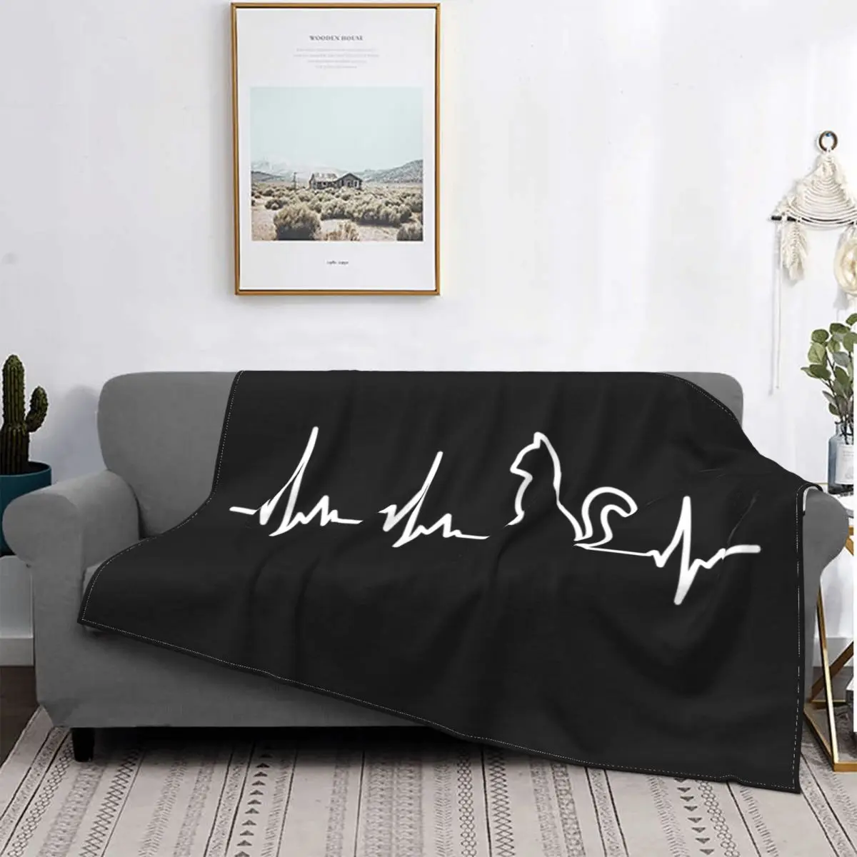 

Cat Kitties 3D Printed Soft Warm Mid Century Blue Throw Blankets for Car Bed Couch Quilt And Clocks