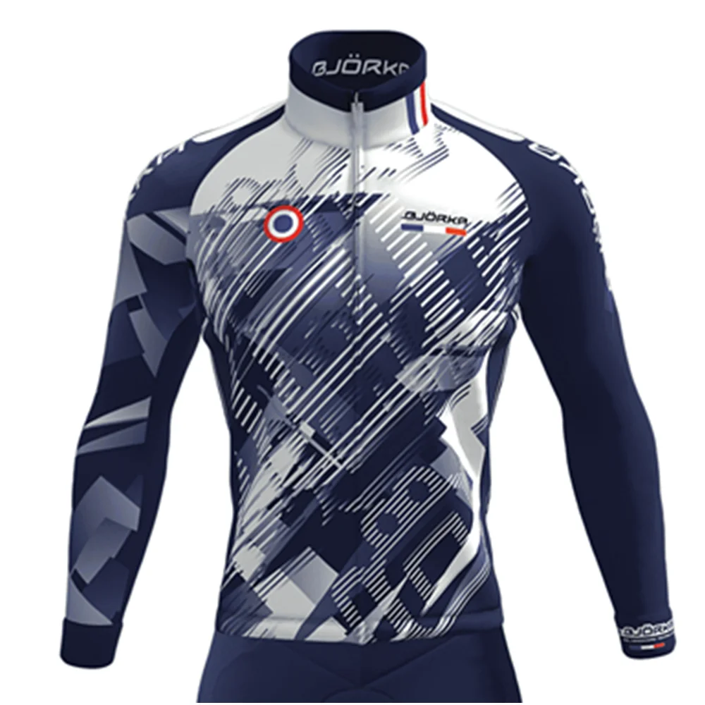 BJORKA Cycling Men's Navy Blue Thermal Jacket Long Sleeve Bicycle Team Jerseys Ciclismo Jaqueta Motociclista Cyclistes Clothing