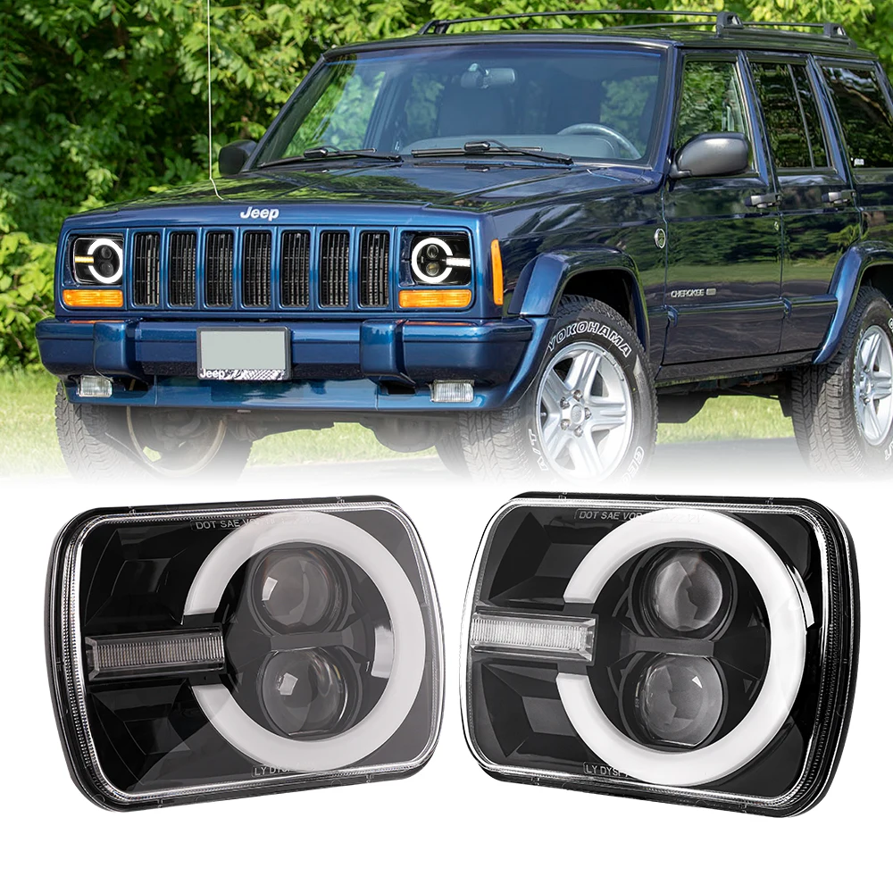 

Square 5x7 / 6x7 Inch Led Headlight High Low Beam Headlamp For Jeep Wrangler YJ Cherokee XJ Trucks Replacement H6054 H5054