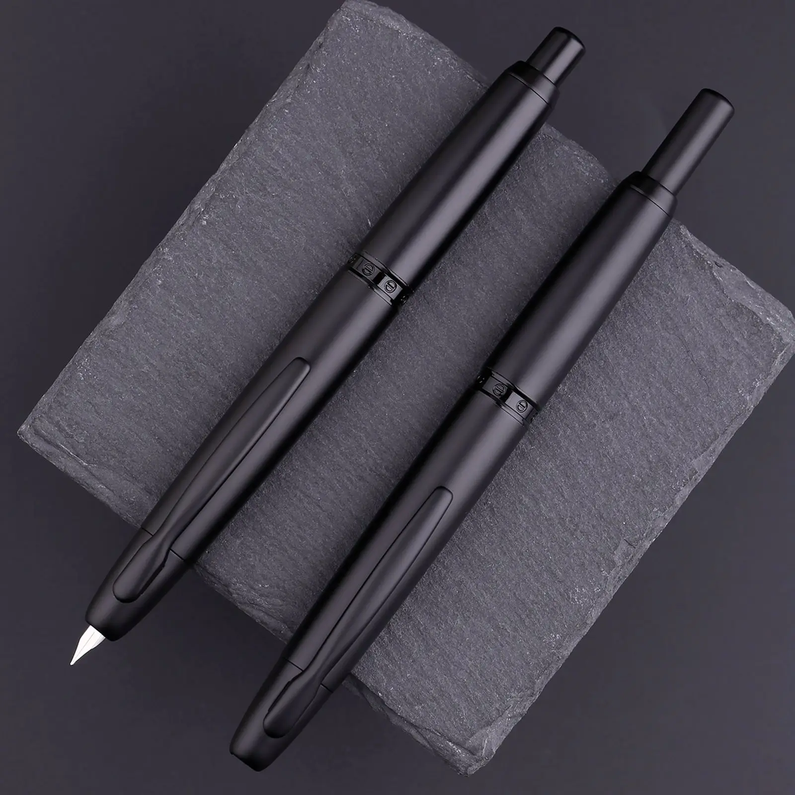 PRE-SALE MAJOHN A1 Press Fountain Pen Retractable Extra Fine Nib 0.4mm Metal Matte Black Ink with Converter for Writing | Канцтовары для