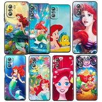 mermaid disney princess for xiaomi redmi 10 10x 9t 9c 9c 8 7 5 k50 k40s gaming 4g 5g silicone tpu soft black phone case fundas