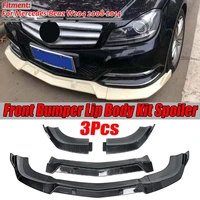 3pcs blackcarbon fiber look car front bumper lip deflector lips spoiler guard body kits for mercedes for benz w204 2008 2014
